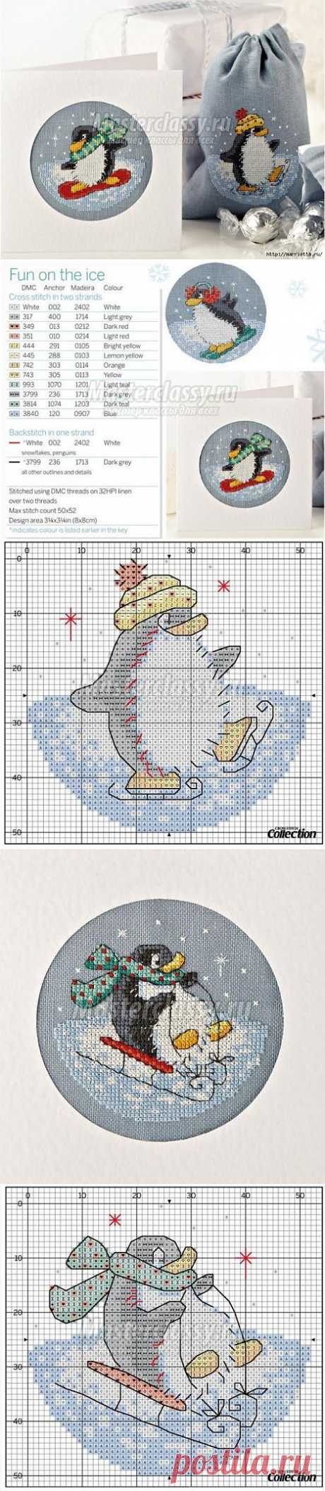 Вышивка пингвинов для подарочных мешков и открыток. Мастер-класс с пошаговым фото / Мастерклассы Блоги