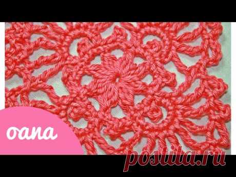 crochet lace square - YouTube
