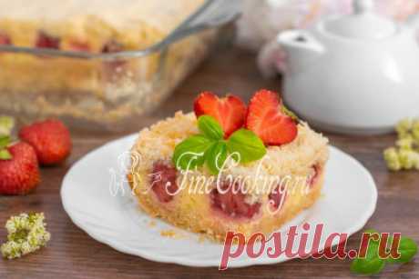 Насыпной пирог с творогом и клубникой - рецепт с фото