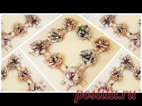 How easy to DIY NewsPaper flowers decoration frame craft | Как сделать рамку из бумажных цветов