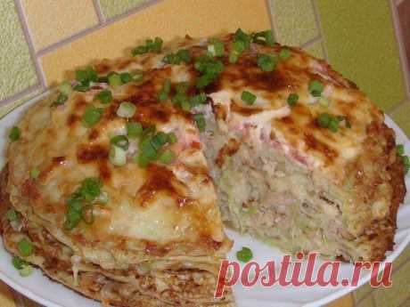 Кабачково-сырный тортик с мясом. | Банк кулинарных рецептов
