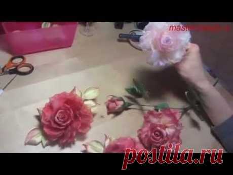Мастер-класс Роза из ткани в японской технике (полный) - YouTube