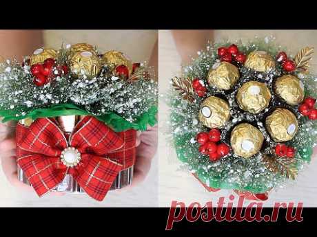 Как сделать букет из конфет с Ферреро Роше / Новогодние подарки своими руками
