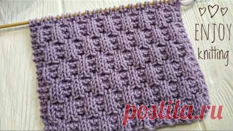 Узор спицами Рельефные Ячейки | Honeycomb Trellis knitting stitch pattern