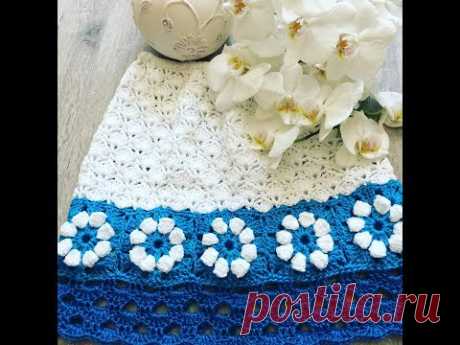 МК.Детская юбка крючком.Часть1. Crochet flower 3D. Blume häckeln 3D Motiv