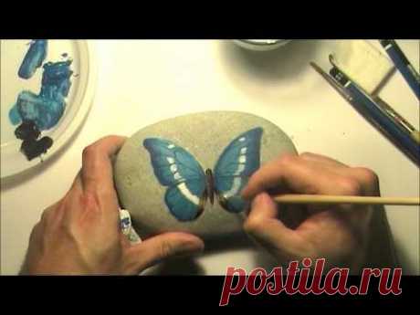 How to paint a butterfly on a sea rock | Speed painting video tutorial - YouTube
