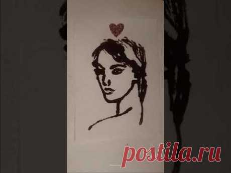 Нарисовала портрет девушки. Кофейные рисунки. - YouTube