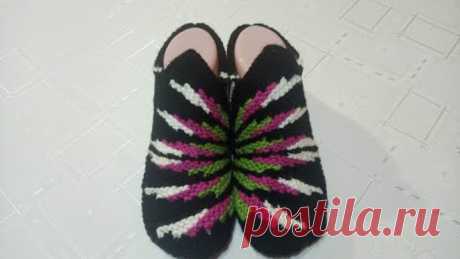 Плетени Терлици #104 - (Knitted Slippers) (Тапочки спицами) (Patik) (Pantufas passo a passo)