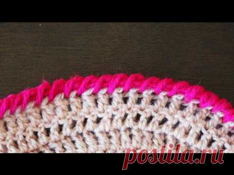 Обвязка края "рачий шаг" из столбиков с накидом" / Reverse  double crochet