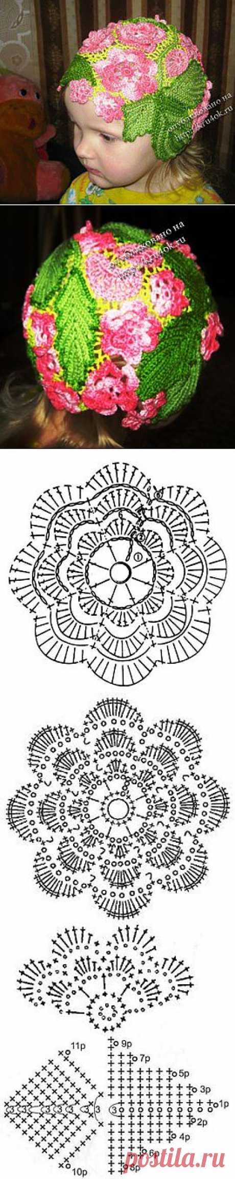 Шапочка-ирландка «Цветное настроение» - вязание крючком на kru4ok.ru