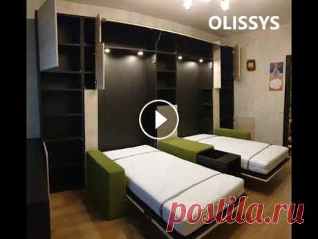 Olissys мебель-трансформер в действии Полностью оборудованная детская комната для двух детей...