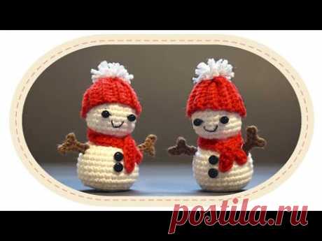 Вязаный снеговик амигуруми. Crochet snowman amigurumi.