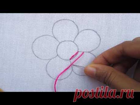 Hand Embroidery, Twisted Chain Stitch, Easy flower Embroidery