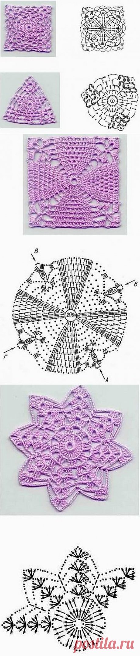 7 оригинальных узоров связанных крючком.