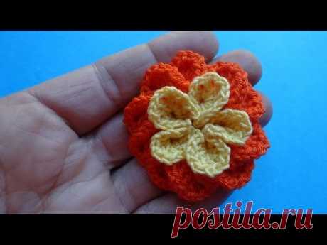 Вязаные цветы крючком Crochet flower 77