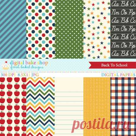 Back To School Digital Papers - Digital Papers &amp; Backgrounds - Mygrafico.com