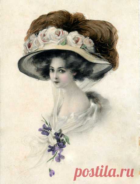 Ретро коллекция (1900-1930)...Дамское в шляпе