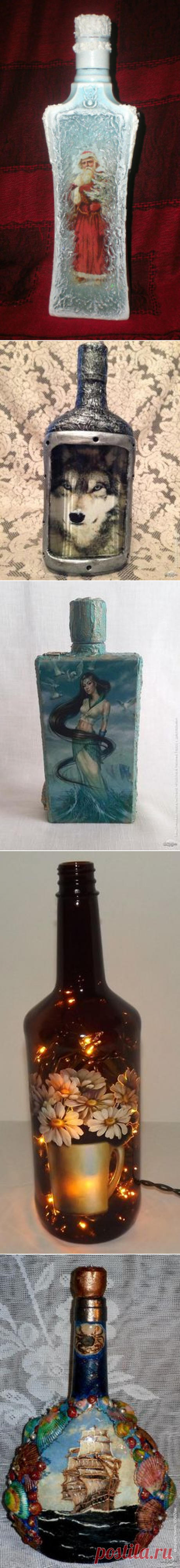 Бутылка «Ледяное окошко» https://dcpg.ru/blogs/1745/ Click on photo to see more! Нажмите на фото чтобы увидеть больше! decoupage art craft handmade … | Pinteres…