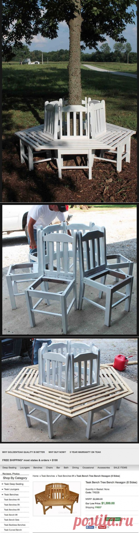 Tree Bench Made From Kitchen Chairs | Hometalk