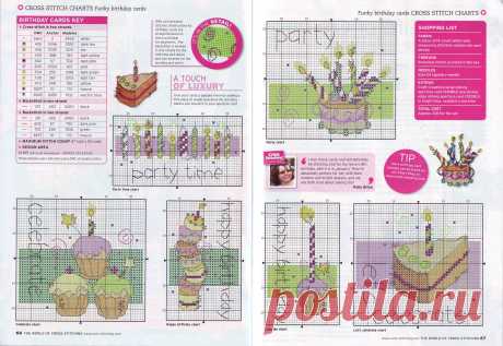 Журнал The World of Cross Stitching &quot;Funky birthday cards&quot; chart
5082х3507