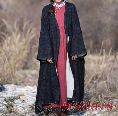 Women long coat Cotton linen long Windbreaker Women's | Etsy