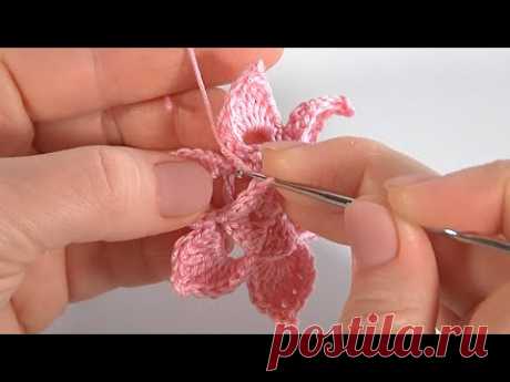 Lovely Crochet Flower Pattern/CROCHET 3D FLOWER/CROCHET TUTORIAL #elenarugalstudio #crochetflower