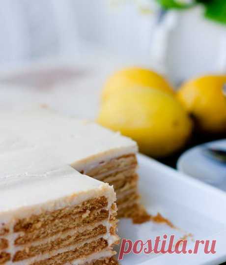 Суперлегкий лимонный торт без выпечки