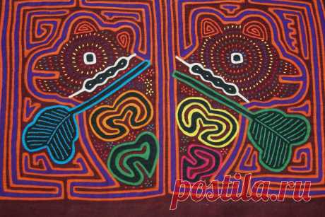 Kuna Indian Mola Hand stitched Applique Sloth Mirror Image Folk Art Quilting 3B- | eBay