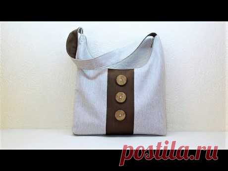 Летняя сумка с деревянными пуговицами. Summer bag with wooden buttons DIY