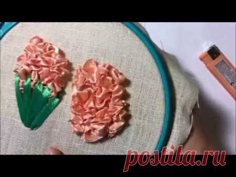 Гиацинт вышитый лентами /Hyacinth embroidered ribbons