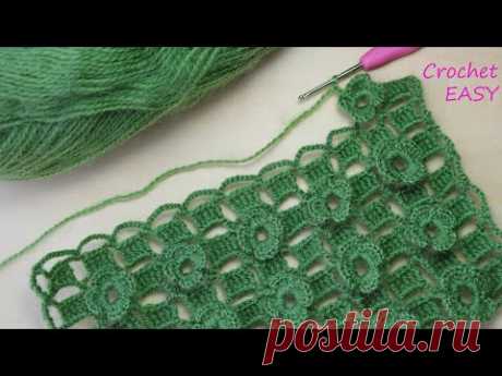 Легкий ЦВЕТОЧНЫЙ УЗОР крючком ВЯЗАНИЕ ДЛЯ НАЧИНАЮЩИХ EASY Beautiful Flower Pattern Crochet