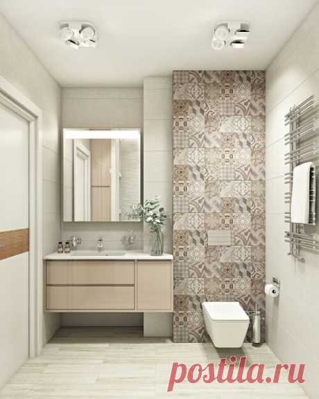 Дизайн - проект ванной комнаты в светлой цветовой гамме