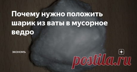 Почему нужно положить шарик из ваты в мусорное ведро Полезный лайфхак для хозяек