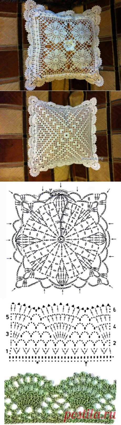 Подушка Снежинка — работа Надежды - вязание крючком на kru4ok.ru