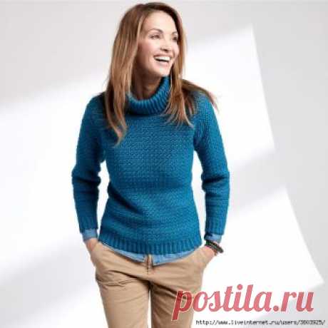 Красивый пуловер крючком плотной вязкой - комфортно и удобно