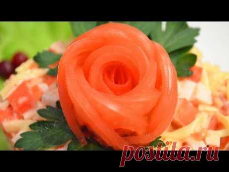 Украшение роза из помидора / Простые рецепты