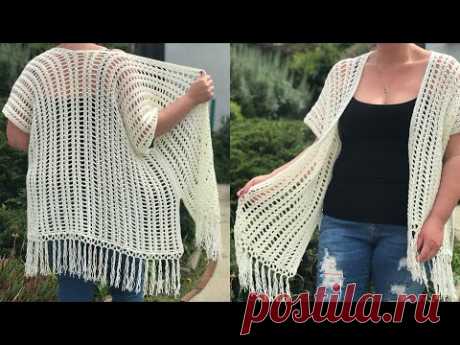 Boho Summer Cardigan ALL SIZES Crochet Tutorial - RIGHT HANDED