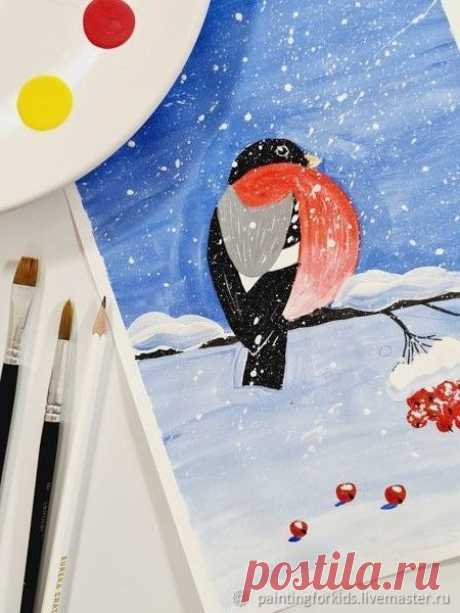 Рисуем с детьми: Снегирь | Журнал Ярмарки Мастеров
