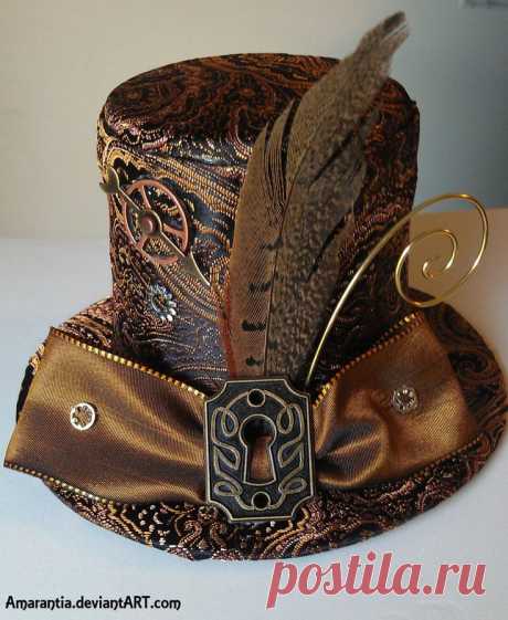 Timeless Steampunk mini Victorian top hat with keyhole and gears