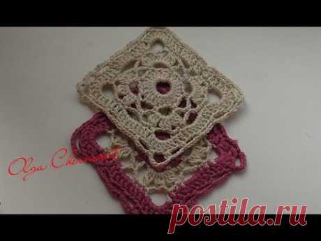 Простой красивый квадрат крючком.  knitted crochet square