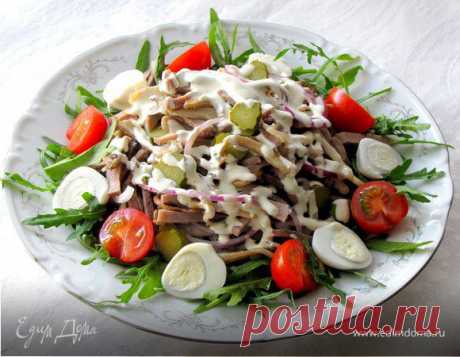 Салат с языком и грибами, пошаговый рецепт на 1350 ккал, фото, ингредиенты - Стелла
