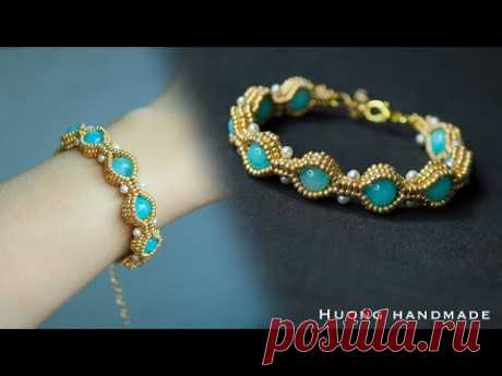 Blue eyes beaded bracelet. Seed beads jewelry tutorial