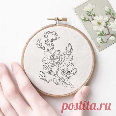 Japandi Floral Hand Embroidery PDF Pattern PDF Digital | Etsy Moldova