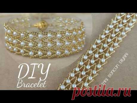 Kum boncuktan bileklik yapımı. Beaded bracelet tutorial, DIY jewelry, Pearls and Seed beads bracelet