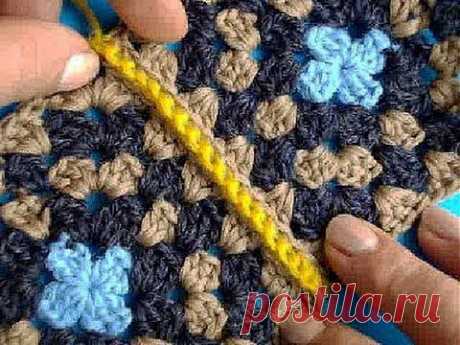 Вязание крючком Урок 234 Соединение мотивов 5 Join crochet motifs - YouTube