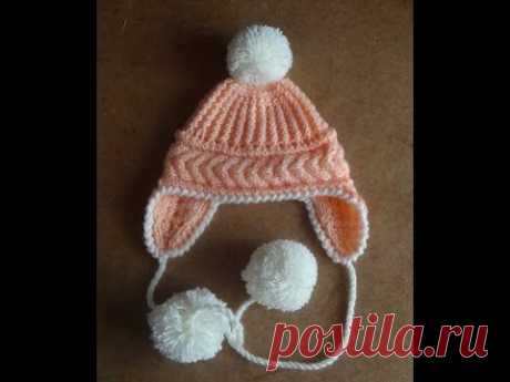 ШАПОЧКА С УШКАМИ. knitted cap with ears