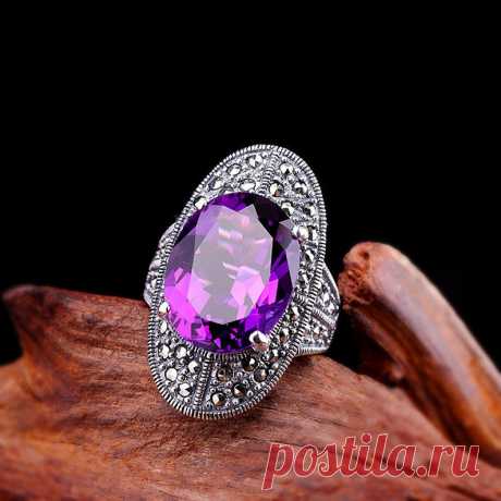 Natural Amethyst Gemstone Cutting Ring Sterling Silver Open | Etsy