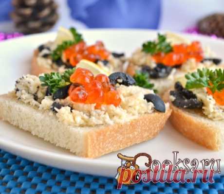 Бутерброды с сыром, оливками и красной икрой фото рецепт приготовления
