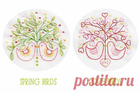 Embroidery Pattern Set: Spring Birds and Love от polkaandbloom