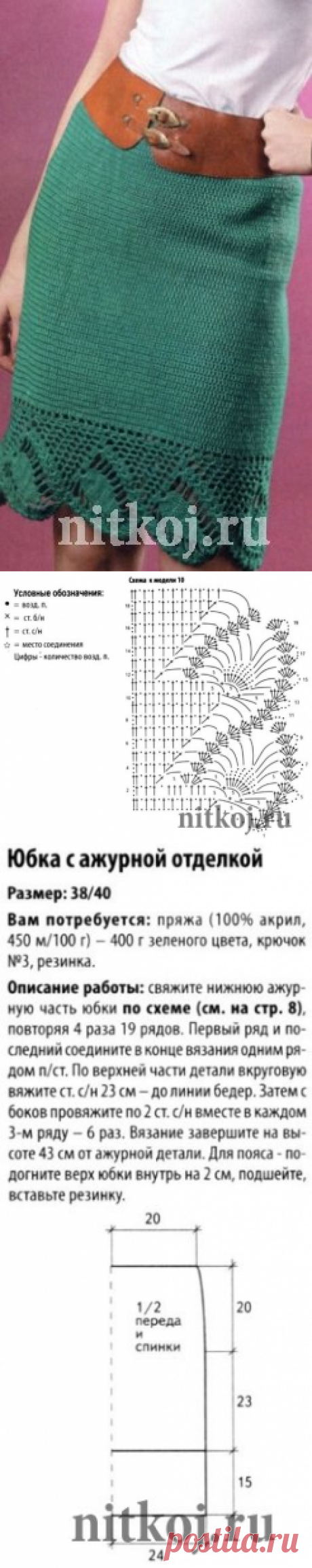 Юбка крючком с ажурной отделкой » Ниткой - вязаные вещи для вашего дома, вязание крючком, вязание спицами, схемы вязания